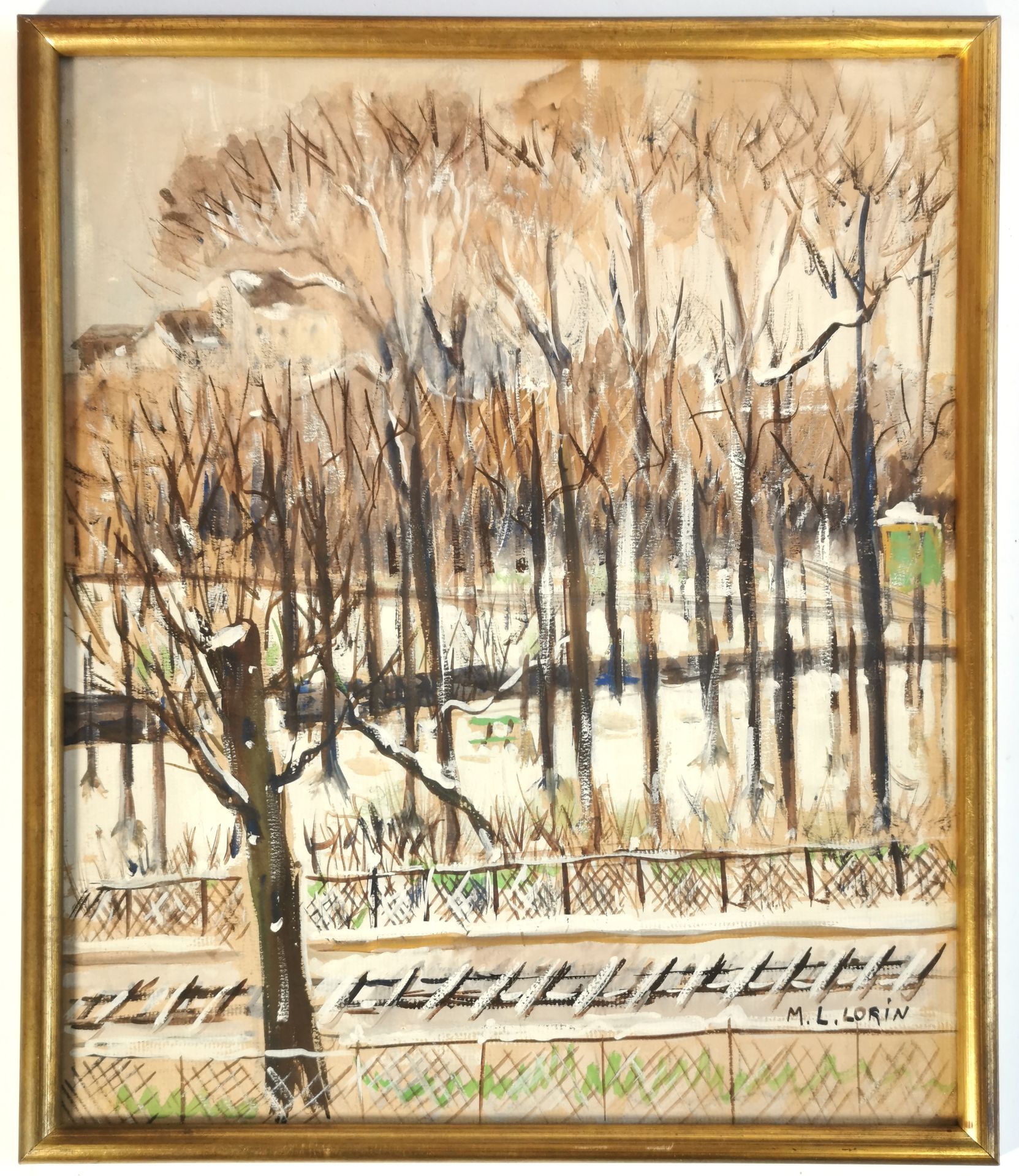 Null M. L. LORIN (École de XXe siècle)

Parc sous la neige

Gouache sur papier s&hellip;