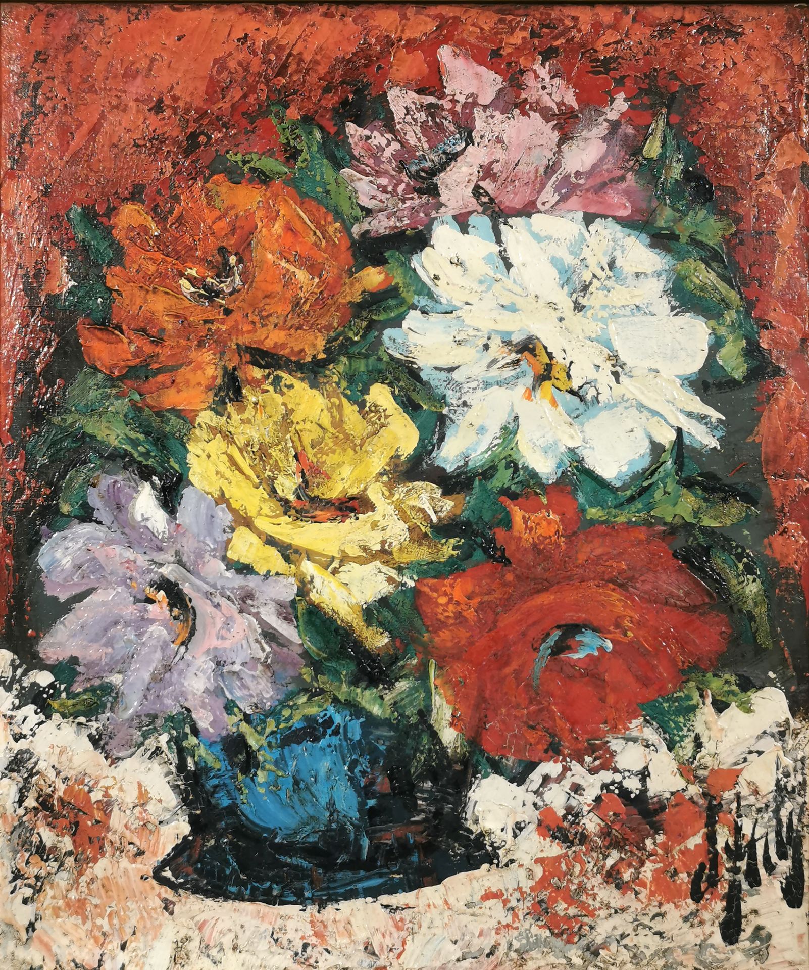 Null Henry Maurice D'ANTY (1910-1998)

Blumenstrauß mit blauer Vase

Öl auf Lein&hellip;
