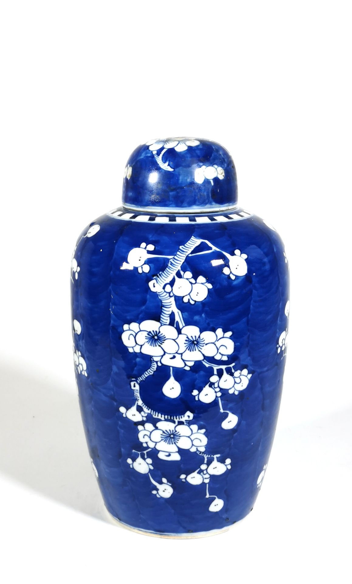 Null CHINE, XIXe siècle

Potiche en porcelaine à décor blanc bleu de branchages &hellip;