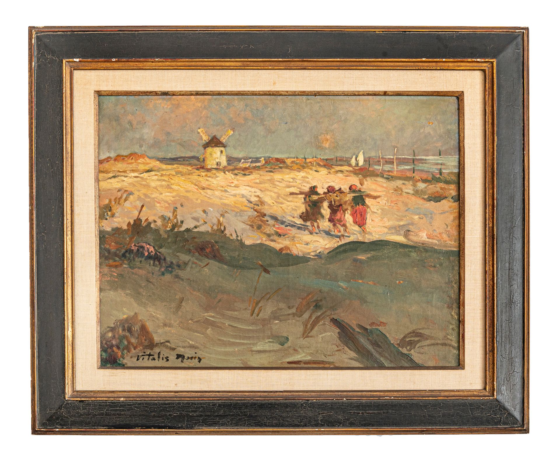 Null 维塔利斯-莫林 (1867-1936)

布列塔尼的海滩上有一个磨坊

签名的布面油画

51 x 66厘米

有框



出处：私人收藏