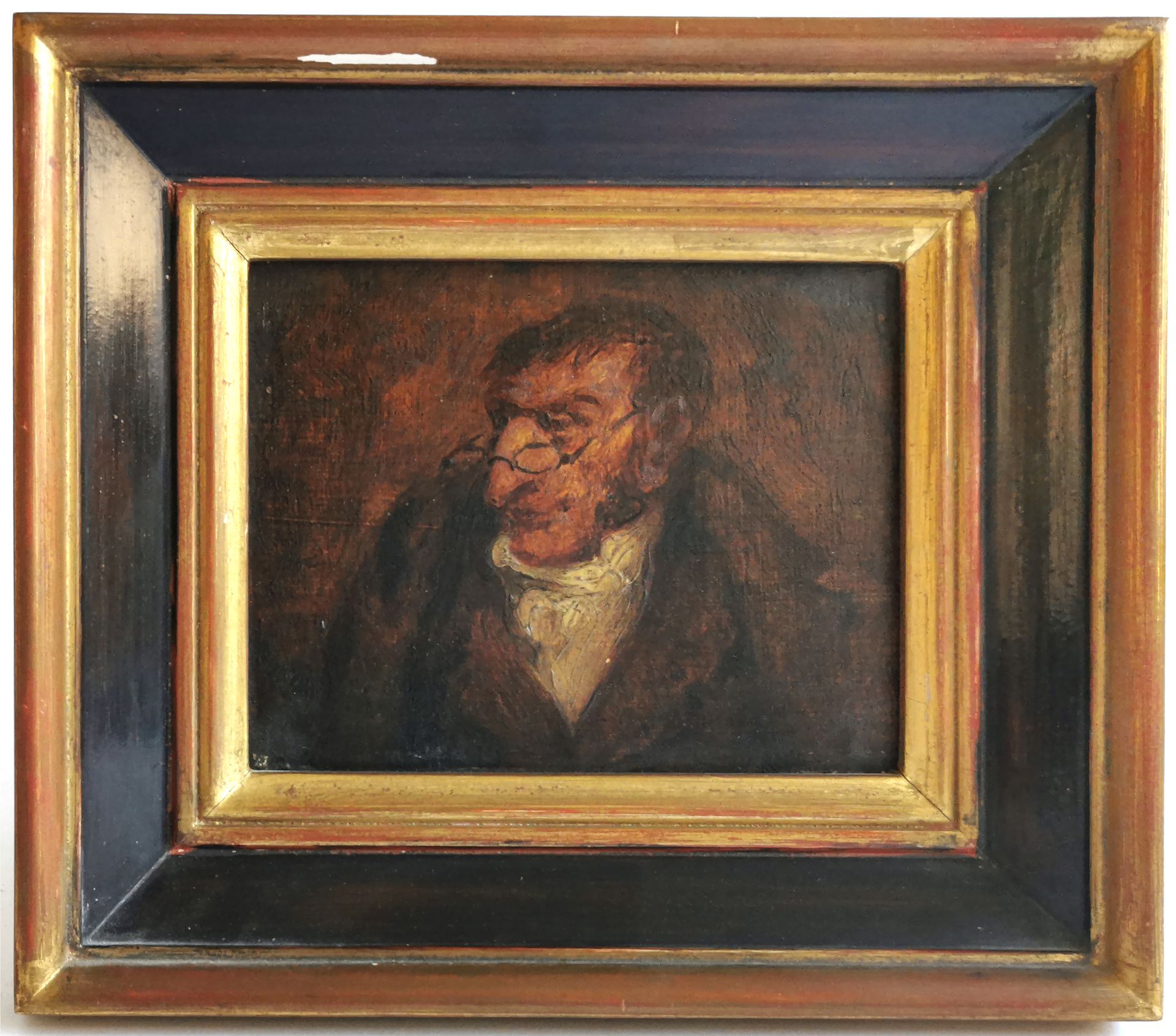 Null 在奥诺雷-道米埃尔（1808-1879）之后

戴眼镜的人的肖像

板上油彩

9,6 x 12,5 cm 正在观看

有框
