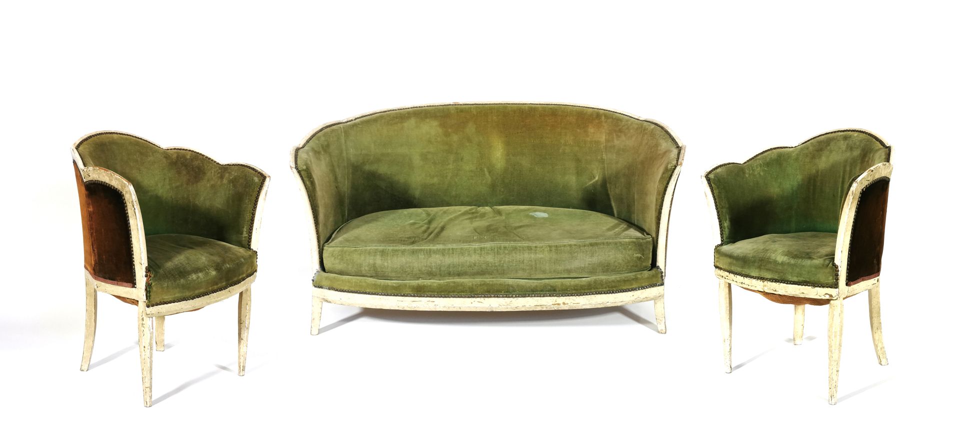 Null La maîtrise--由莫里斯-杜弗兰（1876-1955）指导的拉法耶特画廊的艺术工作室

"Clematis"。

客厅家具包括一个篮子型沙发&hellip;