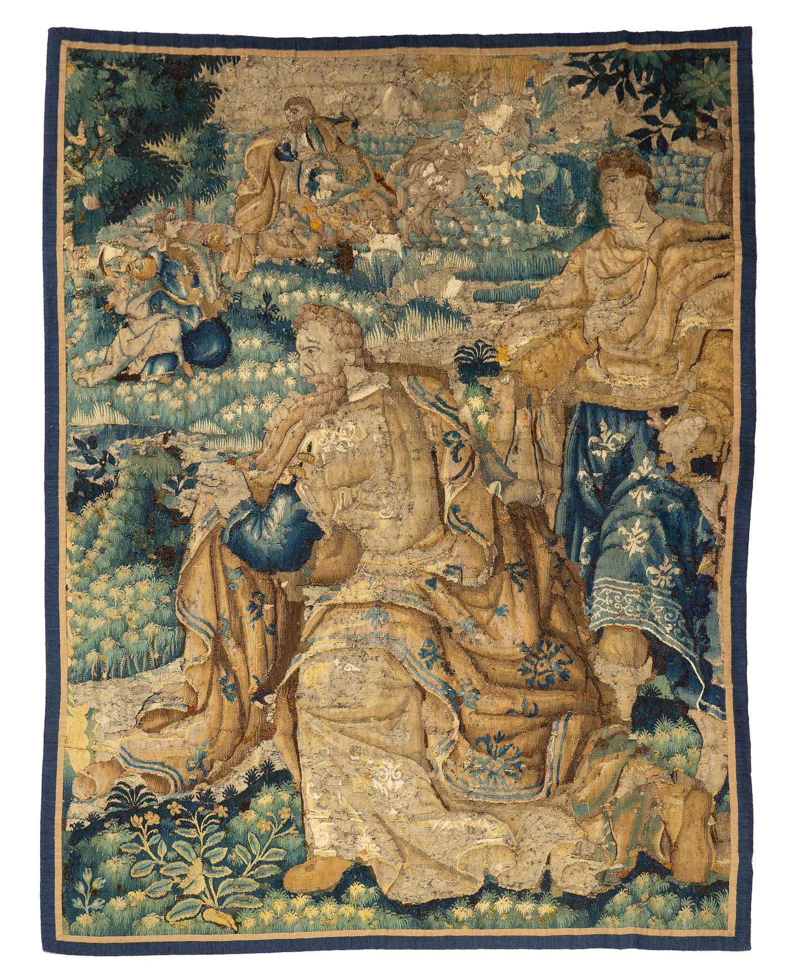 Null 来自佛兰德斯的挂毯，16世纪末的作品

技术特点 : 羊毛和丝绸

尺寸：高度：230厘米；宽度：155厘米

两个身着古式长袍和礼服的大型贵族人物（&hellip;