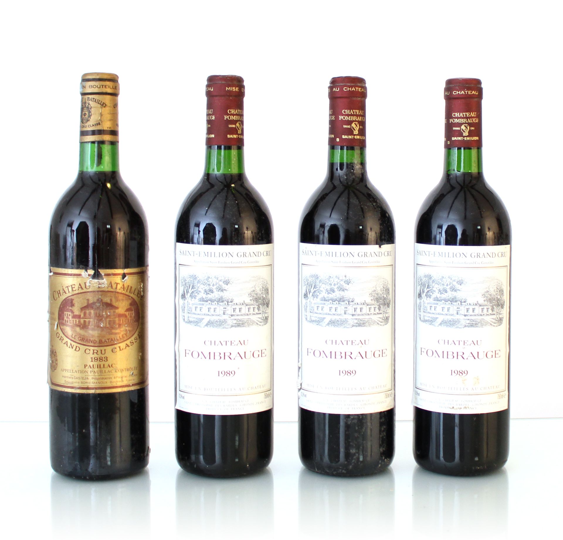 Null 4 bottles of Bordeaux : 

- 3 B. Château FOMBRAUGE 1989, Saint-Émilion Gran&hellip;