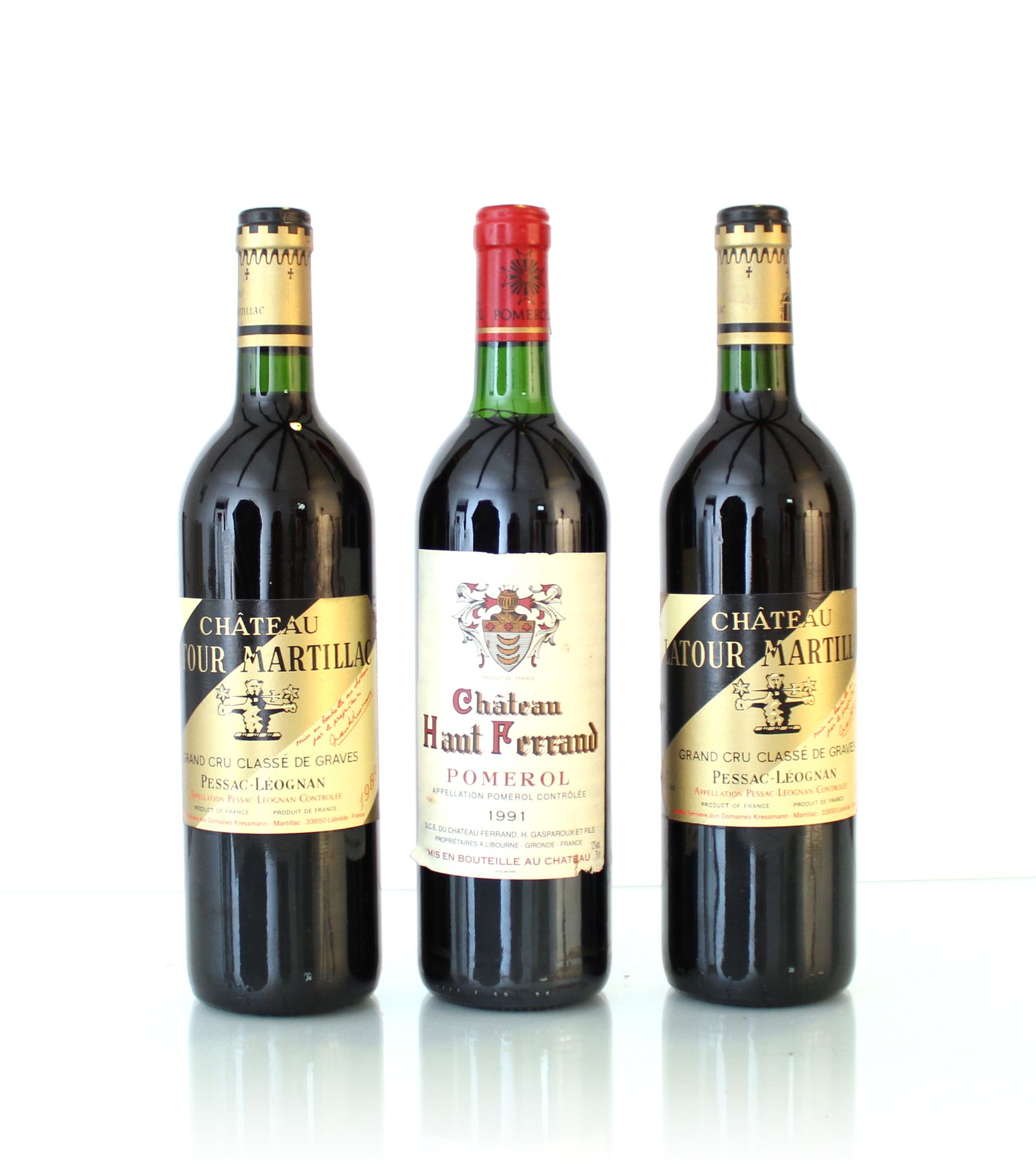 Null 3 Flaschen PESSAC-LÉOGNAN und POMEROL : 

- 2 B. Château LATOUR MARTILLAC 1&hellip;