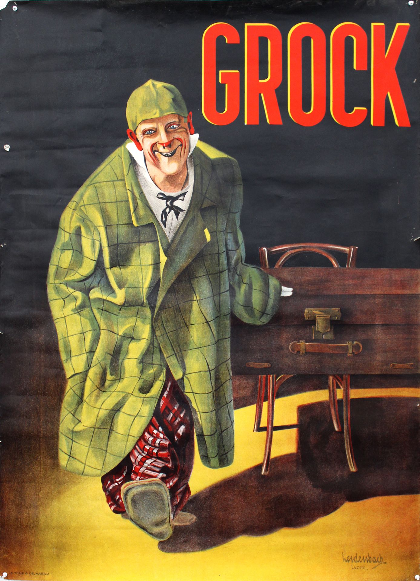 Null 石墨画海报，约1950年
路德维希-莱登巴赫（Ludwig LEIDENBACH）制作的著名小丑GROCK的稀有海报，表现了小丑的全部数量。
石印版画&hellip;