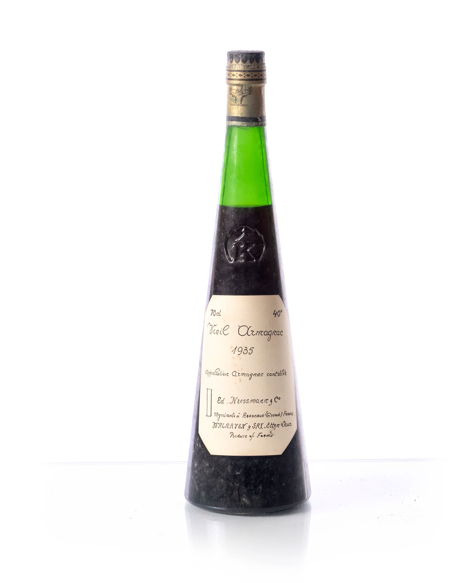 Null 1 bottiglia (70 cl. - 40°) Vecchio ARMAGNAC Ed. KRESSMANN Co
Anno : 1935
De&hellip;