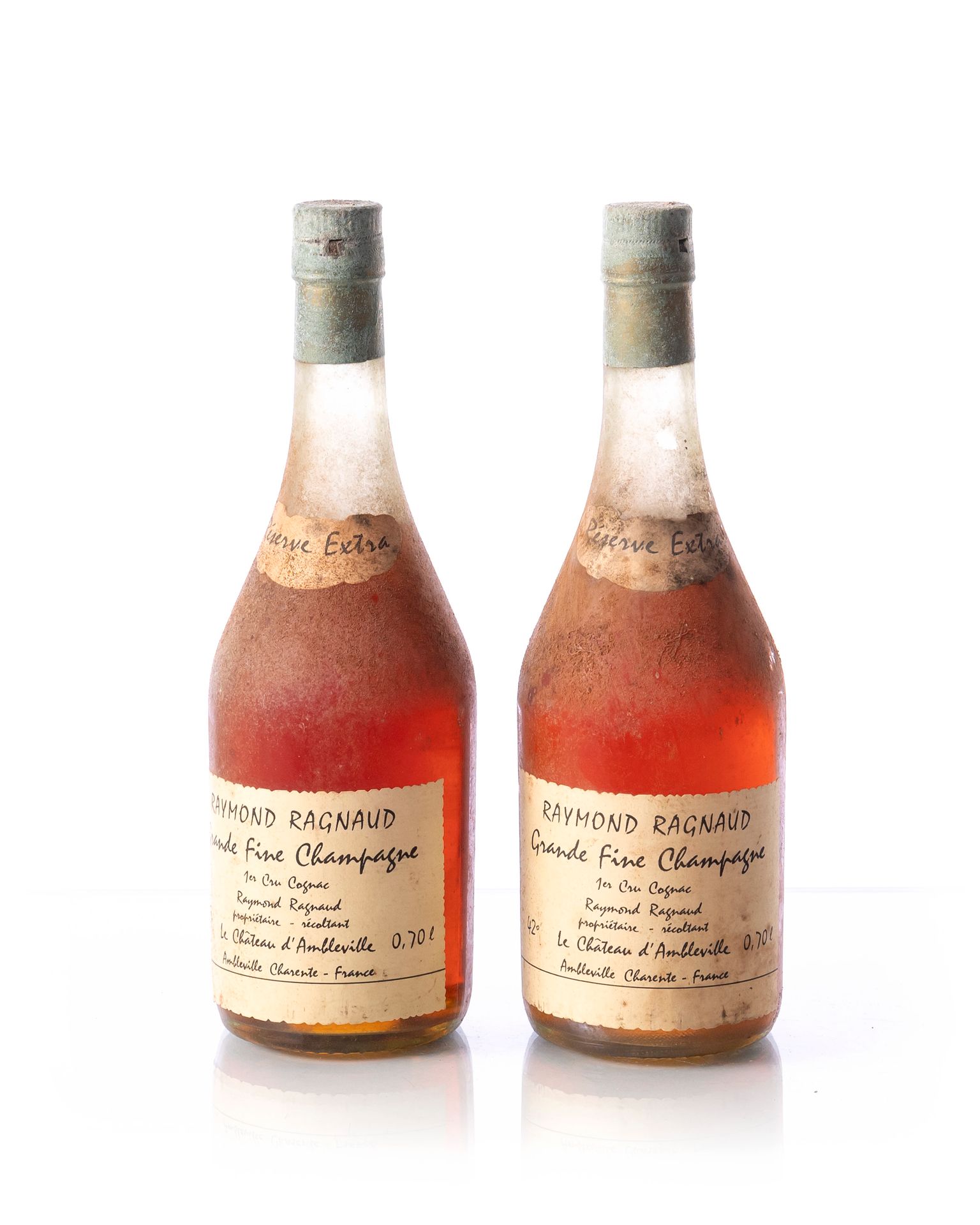 Null 2 Flaschen (70 cl. - 42°) COGNAC Grande Fine Champagne 1er Cru Réserve Extr&hellip;