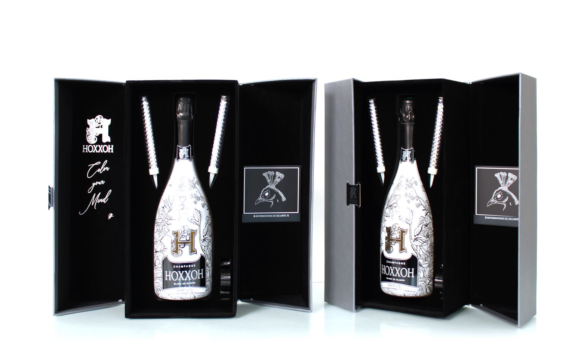 Null 2 bouteilles de Champagne HOXXOH blanc de blancs grand cru en coffret festi&hellip;