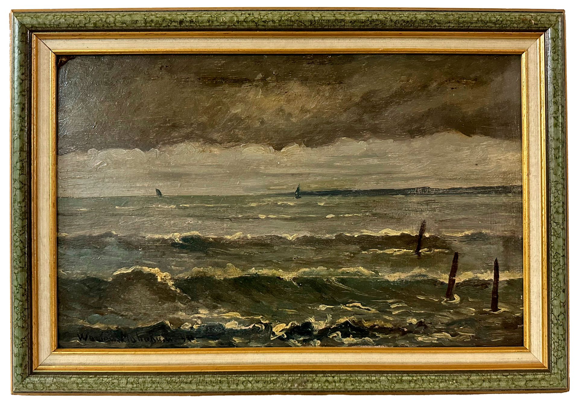 Null Wartan MAHOKIAN (1869-1937)
Mer agitée à Nice, 1924
Huile sur panneau signé&hellip;