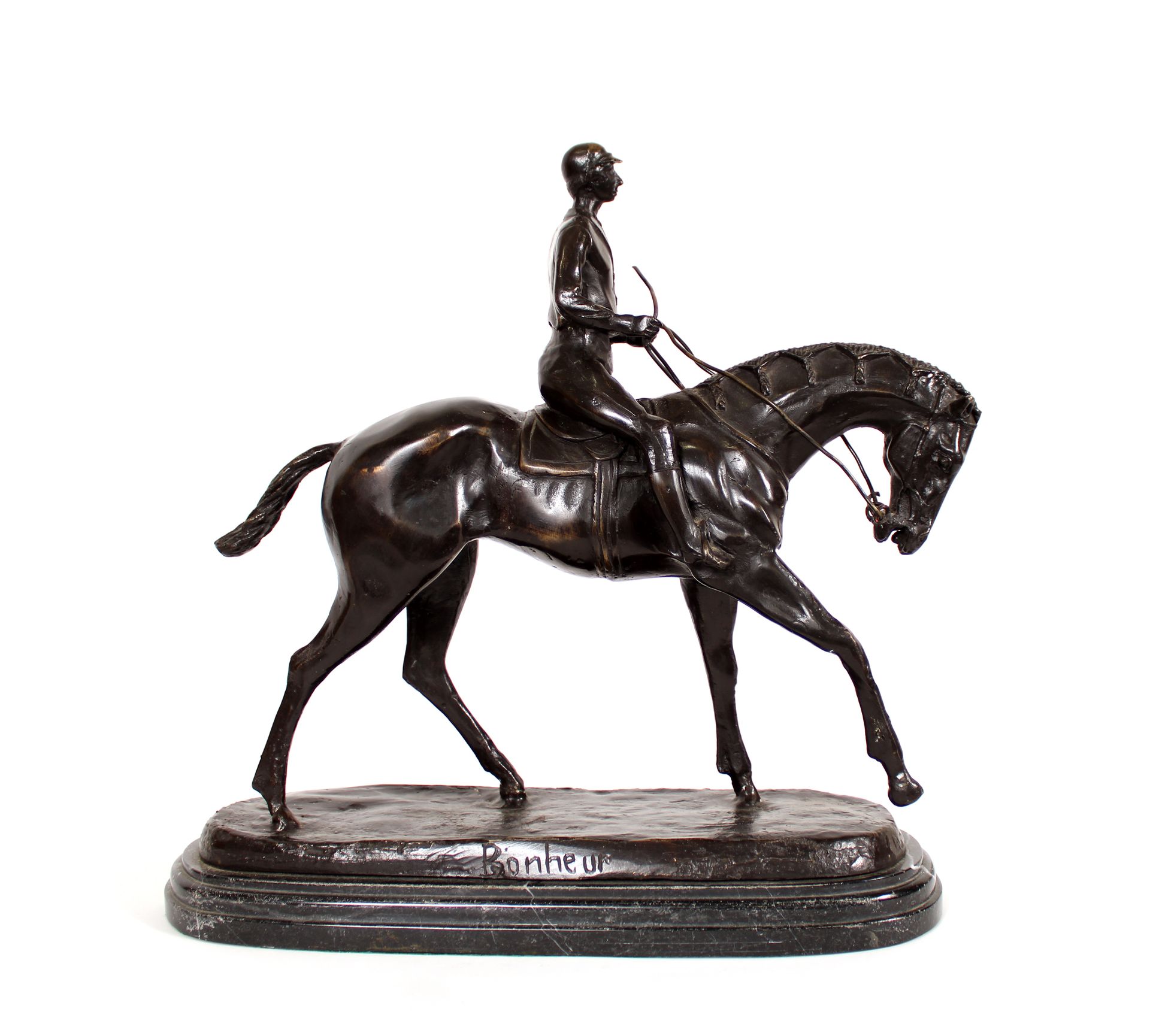 Null Nach Isodor BONHEUR
Reiter
Bronze mit schwarzer Patina, signiert, Marmorsoc&hellip;