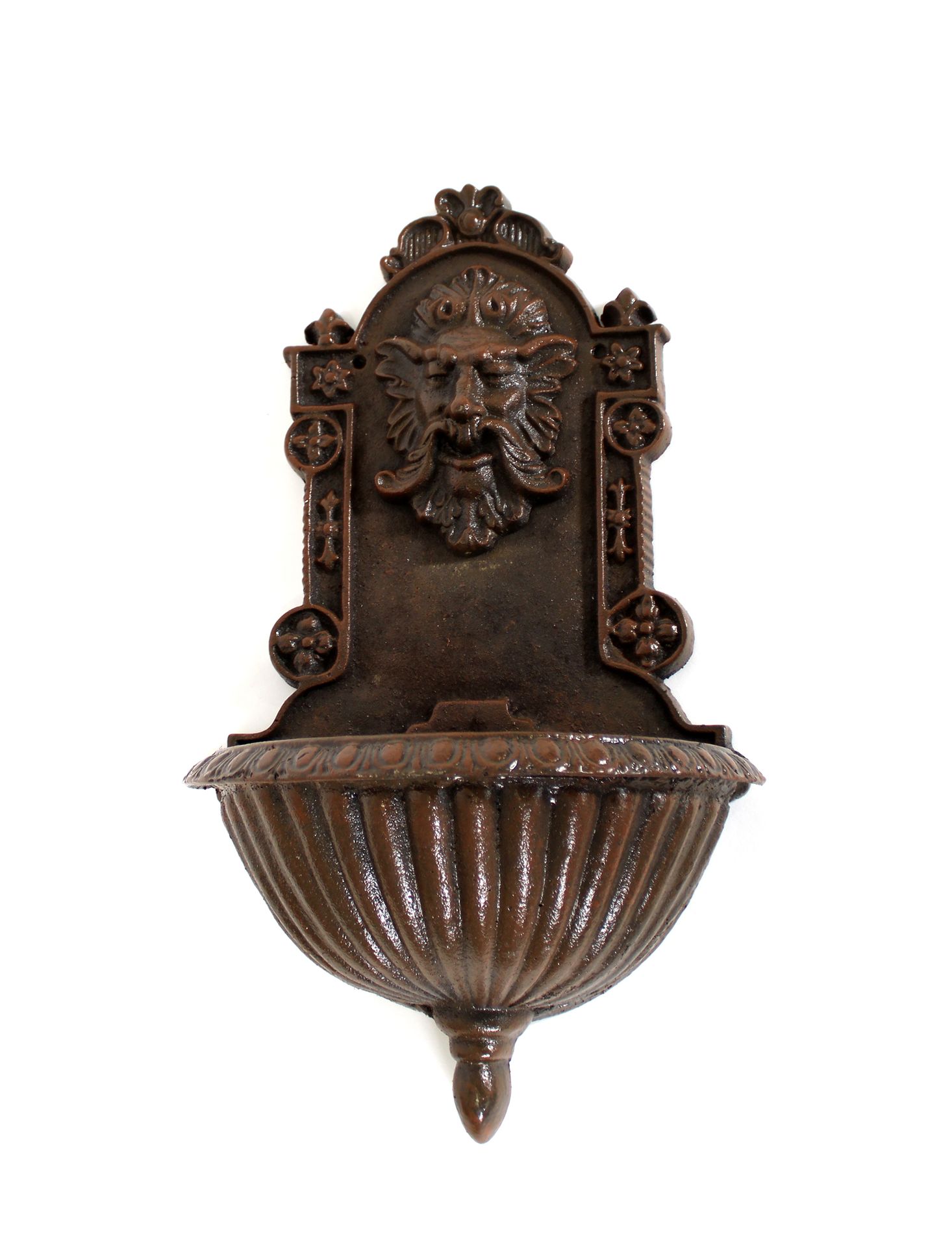Null Prunkbrunnen aus braun lackiertem Gusseisen mit Maskaron- und Godronendekor&hellip;