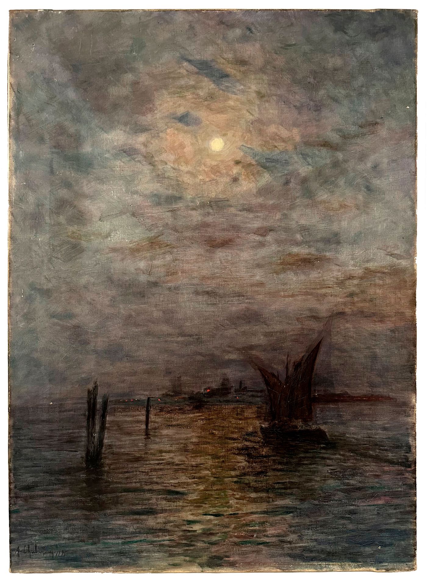 Null Arsène CHABANIAN (1864-1949)
Lagune vénitienne au clair de lune, 1895
Huile&hellip;