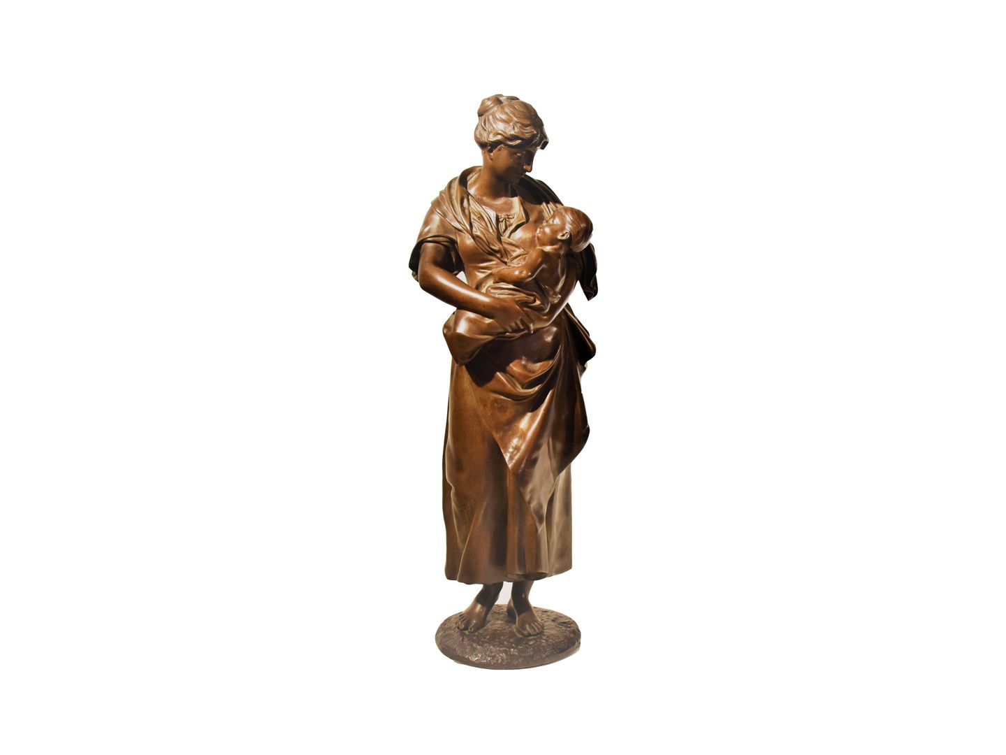 Null Bronze signiert Madrassi "Mutter und Kind" Höhe: 50 cm.