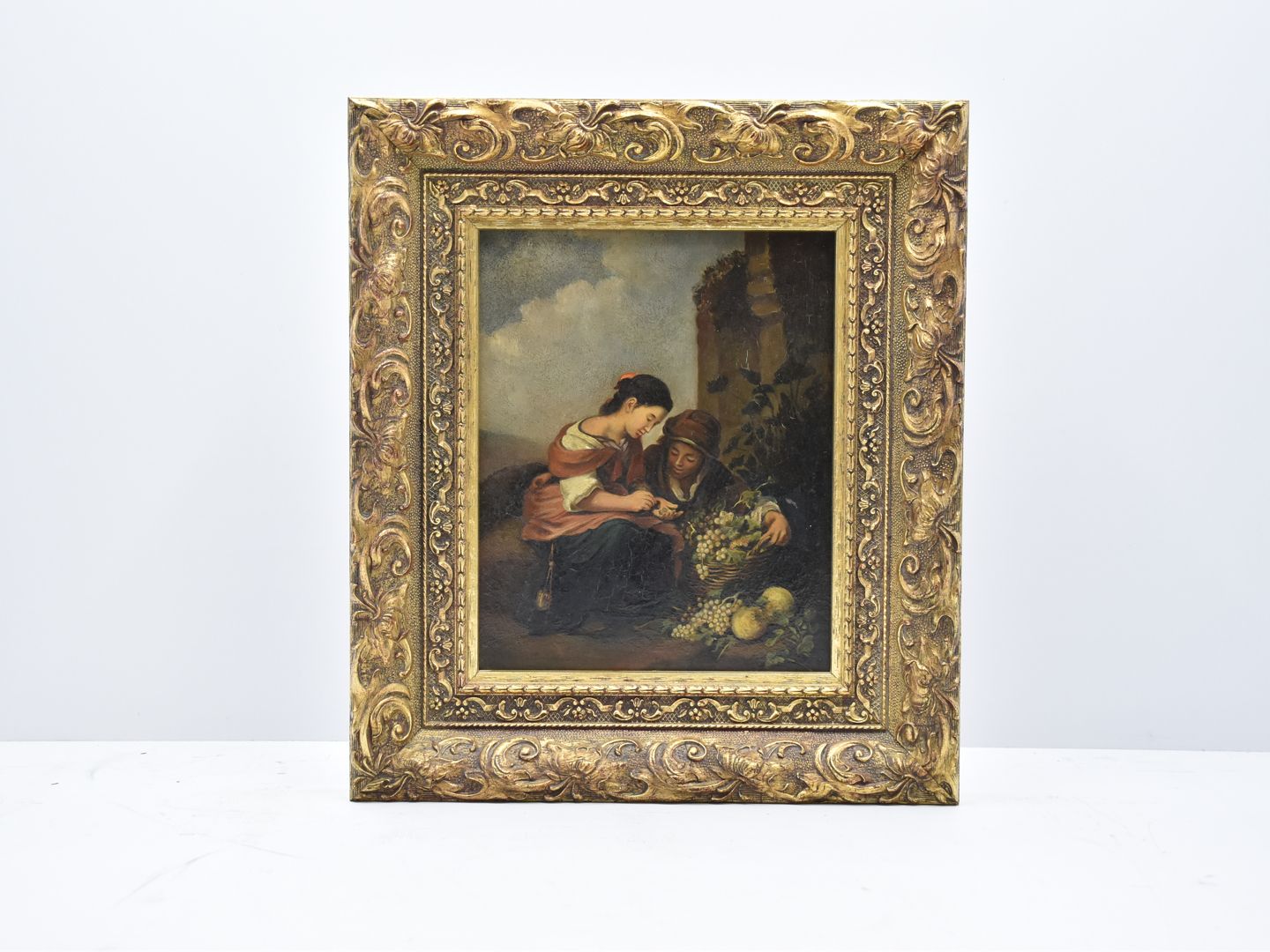 Null 签名为J.VAN ALLEMEERSCH的油画，背面标有 "孩子们在数钱"，是J.Van Allemeersch在布鲁日1916年创作的，尺寸为27 &hellip;