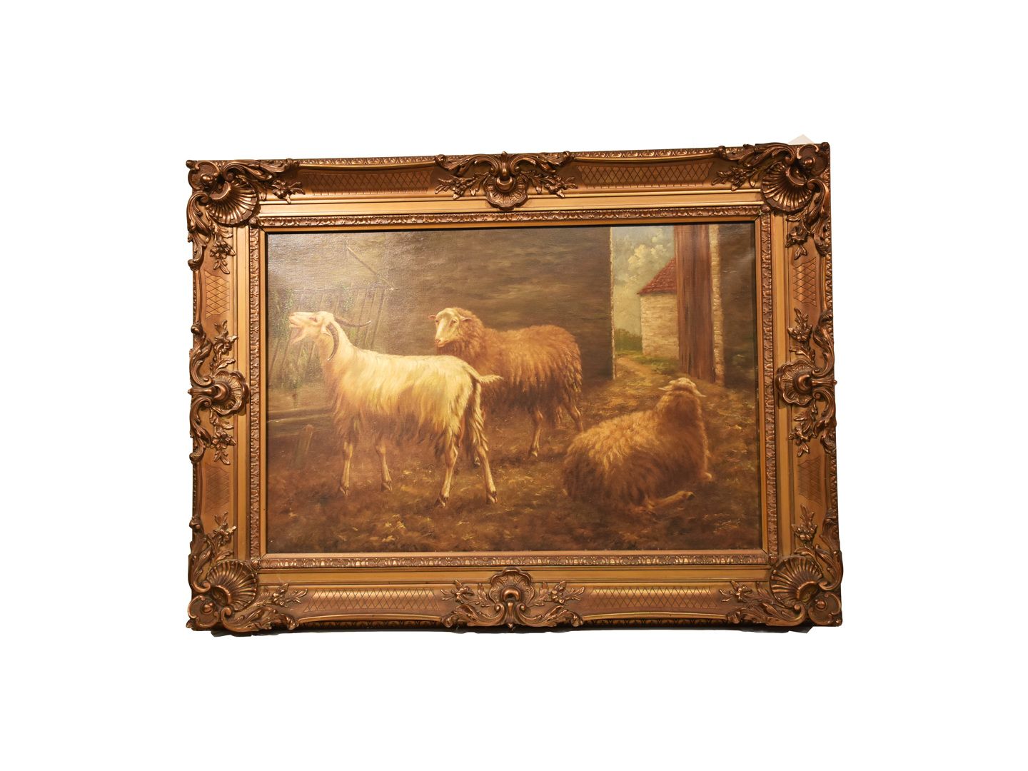 Null Painting oil on canvas signed Arthur DE WAERHERT [1881-1944] "Sheep in the &hellip;