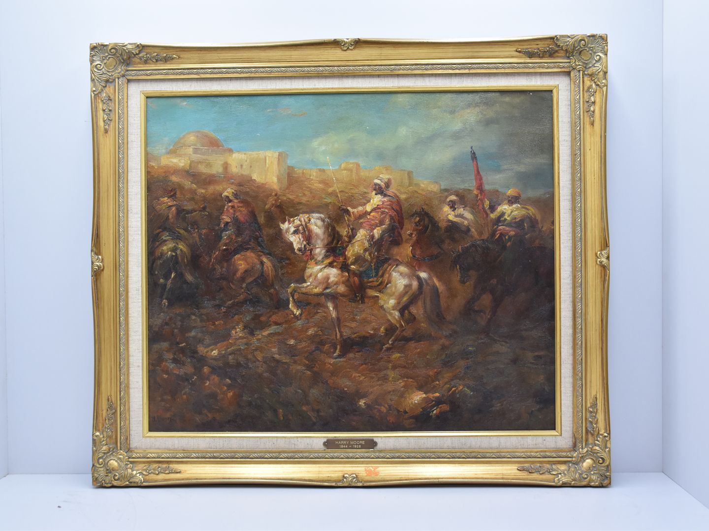 Null Tableau huile sur toile signé Henry MOORE [1831-1895] ? "Cavalerie du Sud" &hellip;