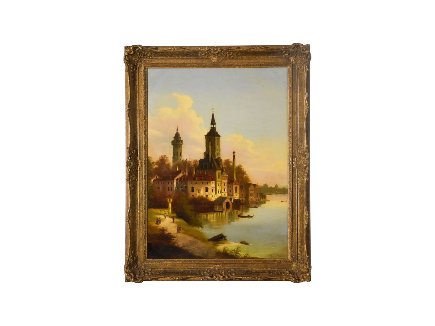 Null 布面油画，署名Jacques CARABAIN [1834-1933] "风景"，尺寸70 x 50厘米，带框架85 x 65厘米。