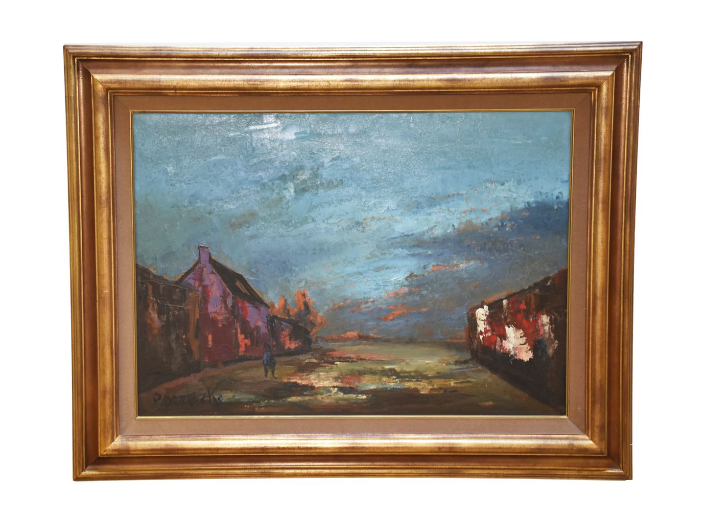 Null 签名为Paul PERMEKE [1918-1990] "Tombée de la nuit "的板上油画，尺寸为50 x 70厘米，框架为70 x &hellip;