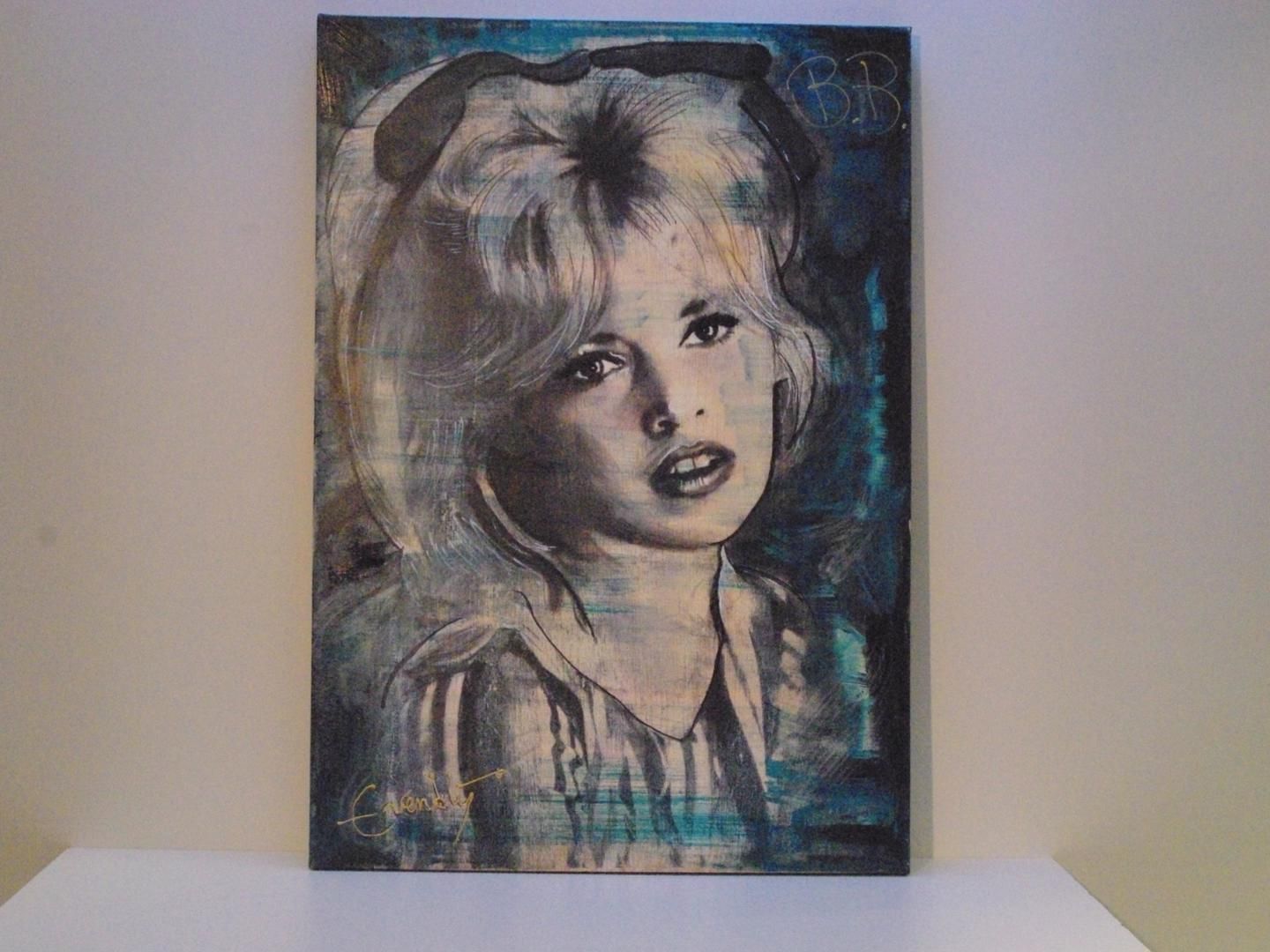 Null Mit Acrylfarben erhöhter Siebdruck signiert "Brigitte Bardot" rückseitig nu&hellip;