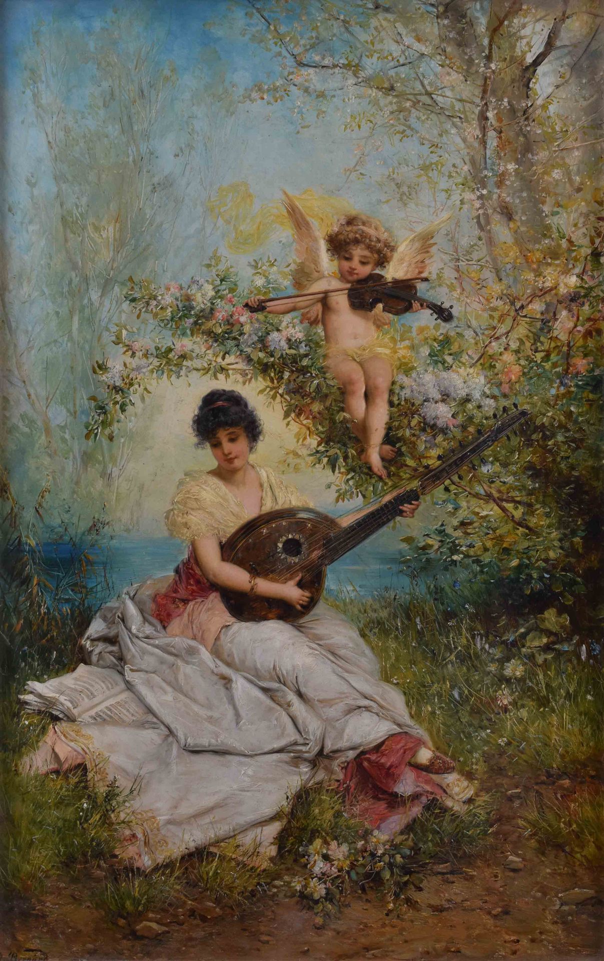 J. BERNARD - Hans ZATZKA (1859-1945) Love SongPeinture - huile/bois, 57 cm x 37 &hellip;