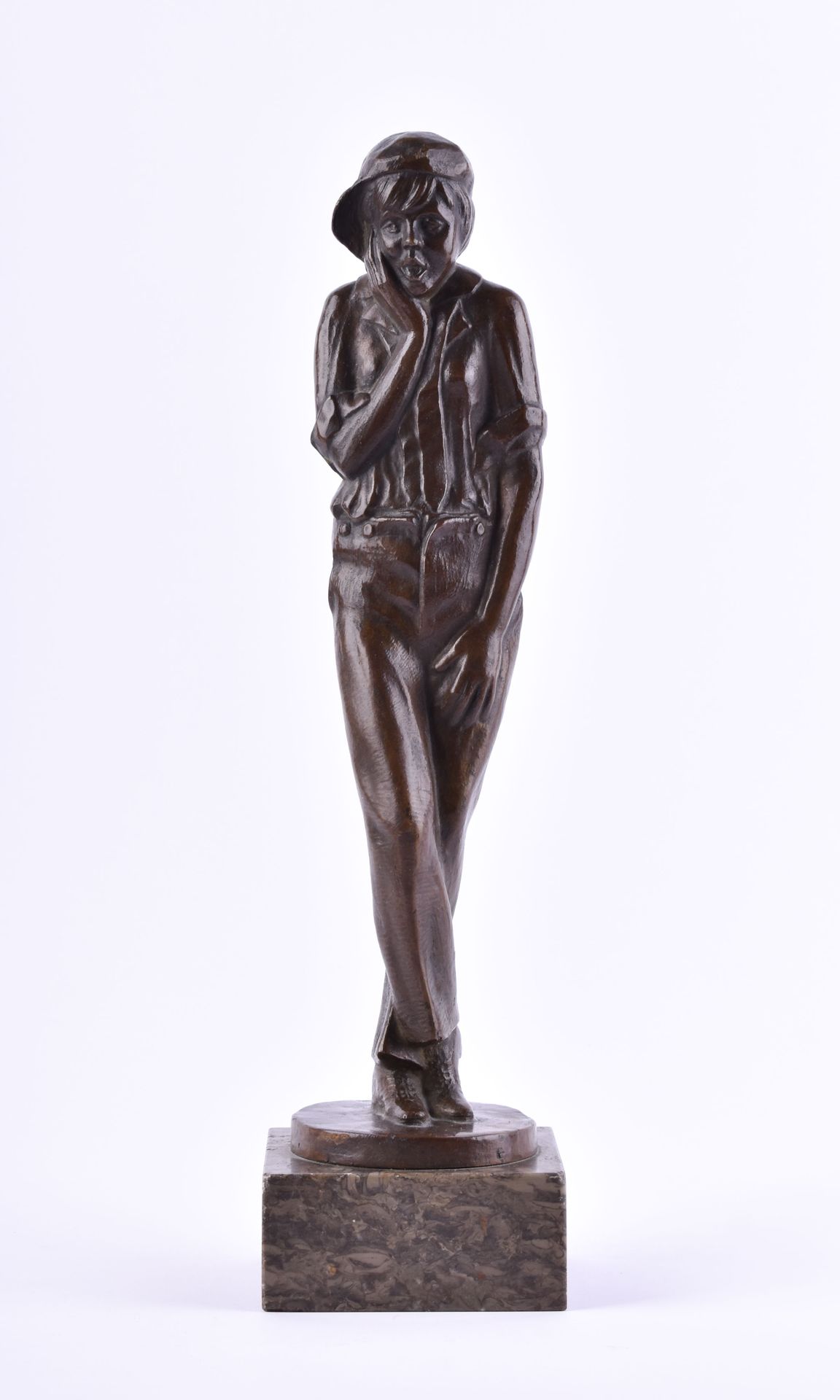 F.P. Möller 19. / 20. Jhd. Hermaphrodite sculpture - bronze on marble base, tota&hellip;