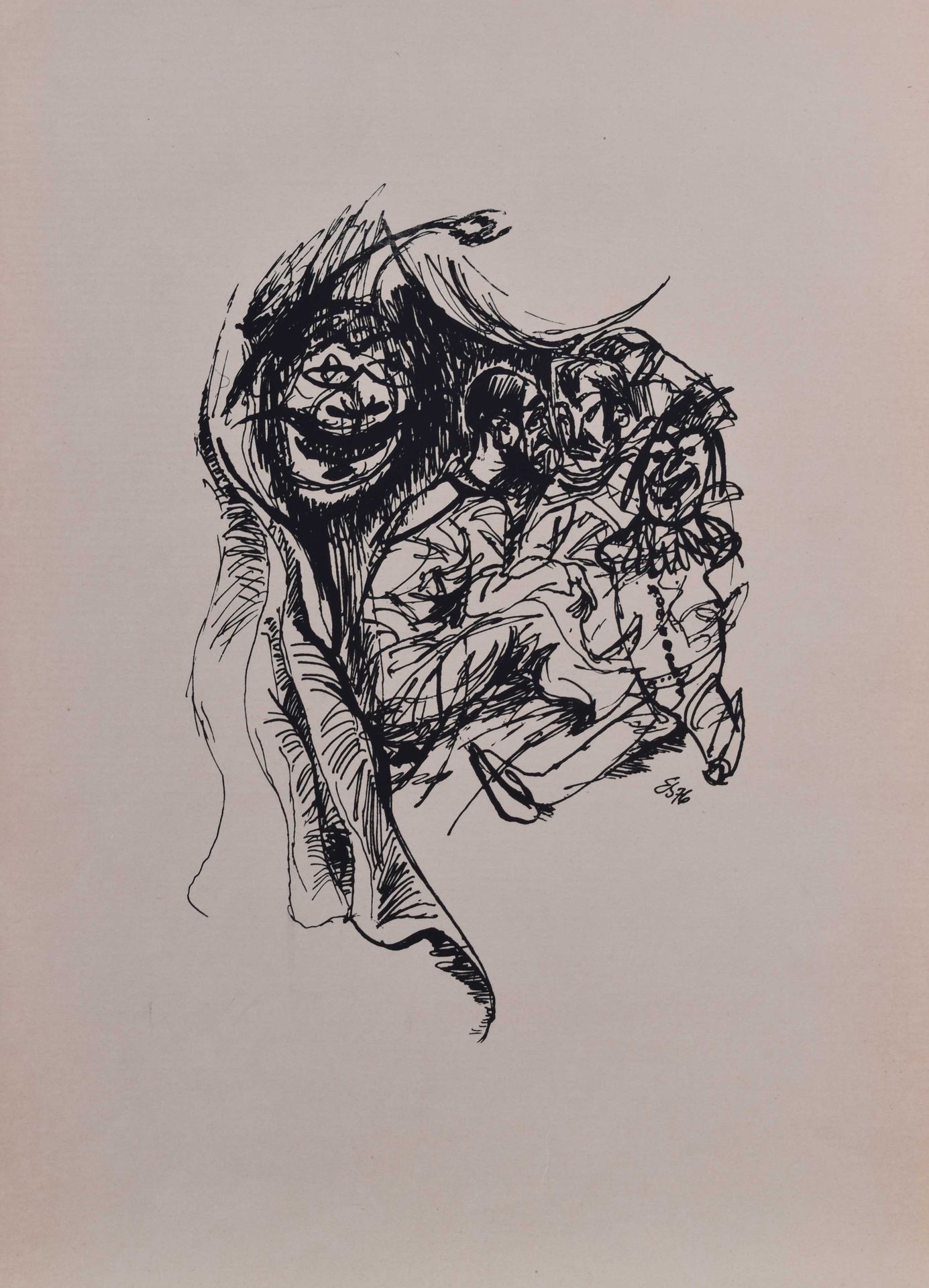 Egmont SCHAEFER (1908-2004) Le MagicienDessin - encre / plume sur papier 41 cm x&hellip;