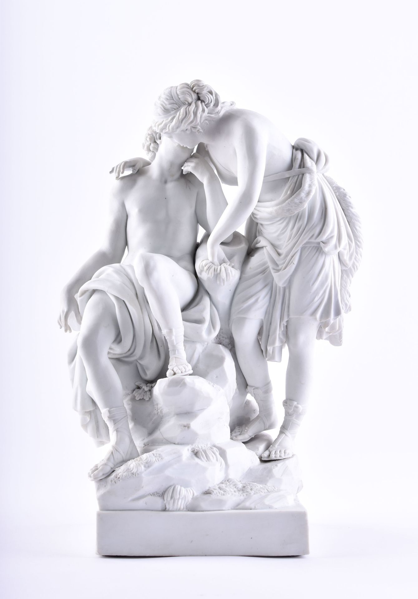 Figurengruppe Meissen um 1785 
Porcelaine biscuit, blanc, "Diane et Endymion", m&hellip;