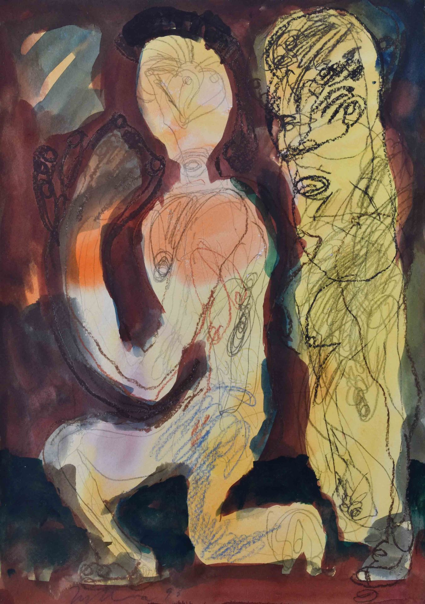 Klaus ZYLLA (1953) Maria Caroga IIDrawing - watercolour chalk, pencil, visible s&hellip;