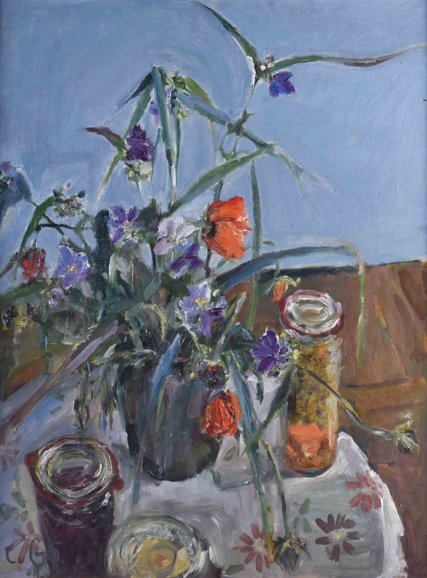 Christl Maria GÖTHNER (1957) Feldblumenstrauß (um 1980)Gemälde - Öl auf Hartfase&hellip;
