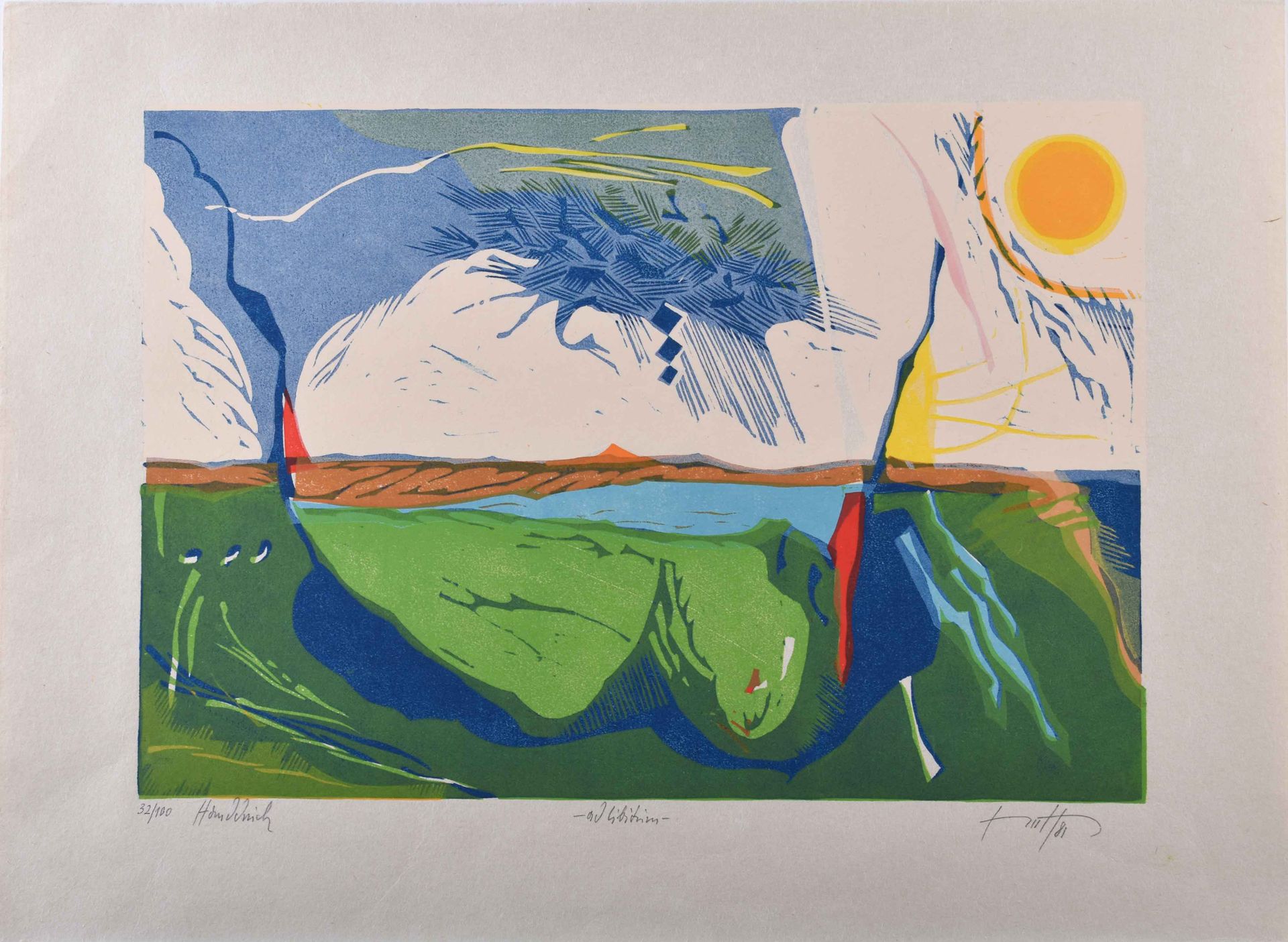 Ingo KIRCHNER (1930-1983) ad libitumGrafik - Linogravure en couleur, 39,5 cm x 5&hellip;