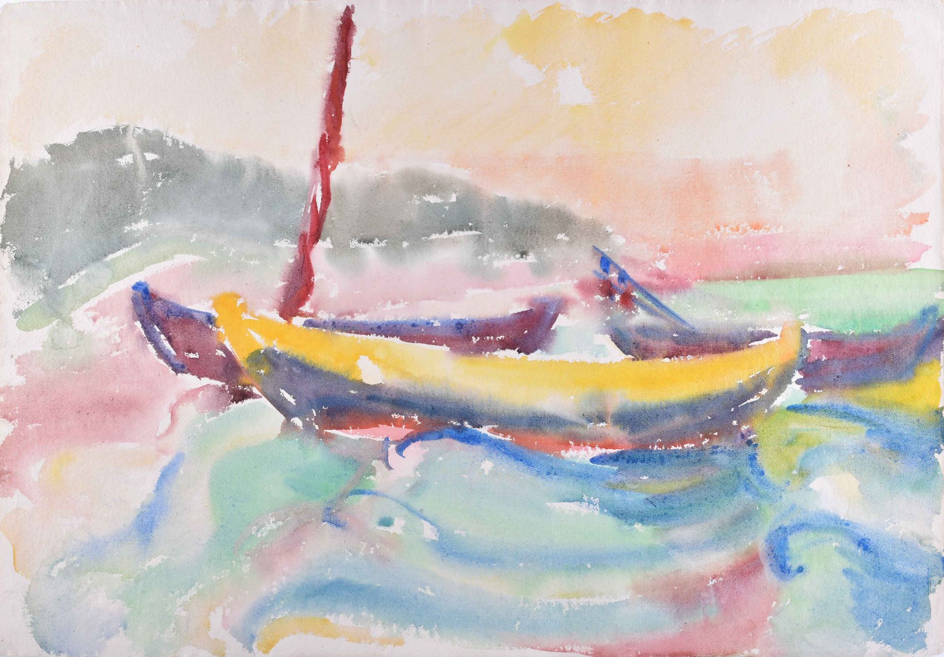 Fritz DUDA (1904-1991) 科塞罗海滩 1954年绘图--水彩画，41.5厘米 x 60厘米，背面有遗产印章和题词，一幅出自大师之手的水彩画。