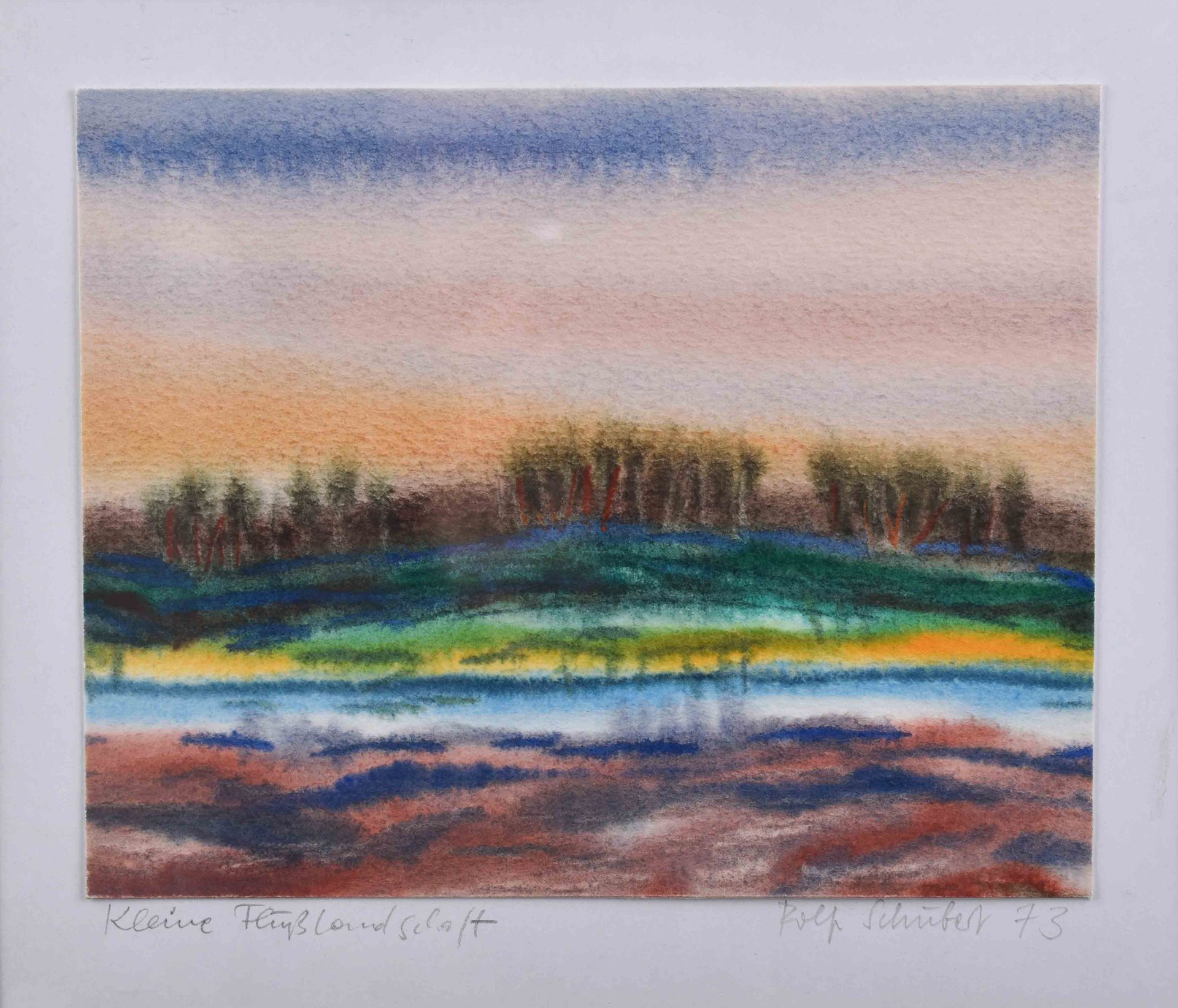Rolf SCHUBERT (1932-2013) Petit paysage de rivièreDessin - Aquarelle, 12,5 cm x &hellip;