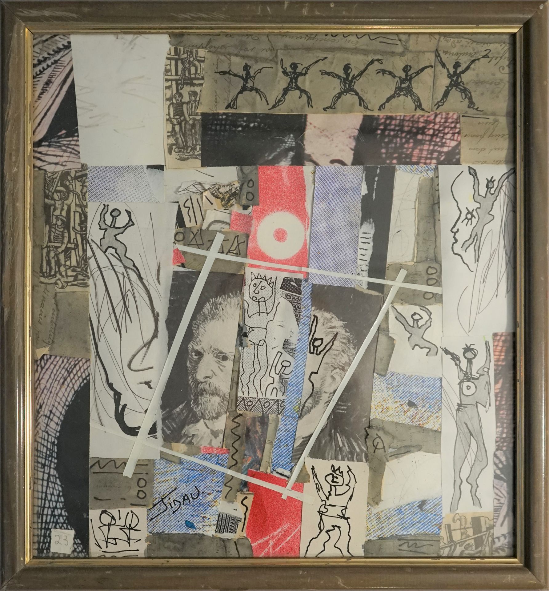 Null JIDAU "Vincent (2)", 1994, mixed media. 32.5x30cm. Signed lower left.