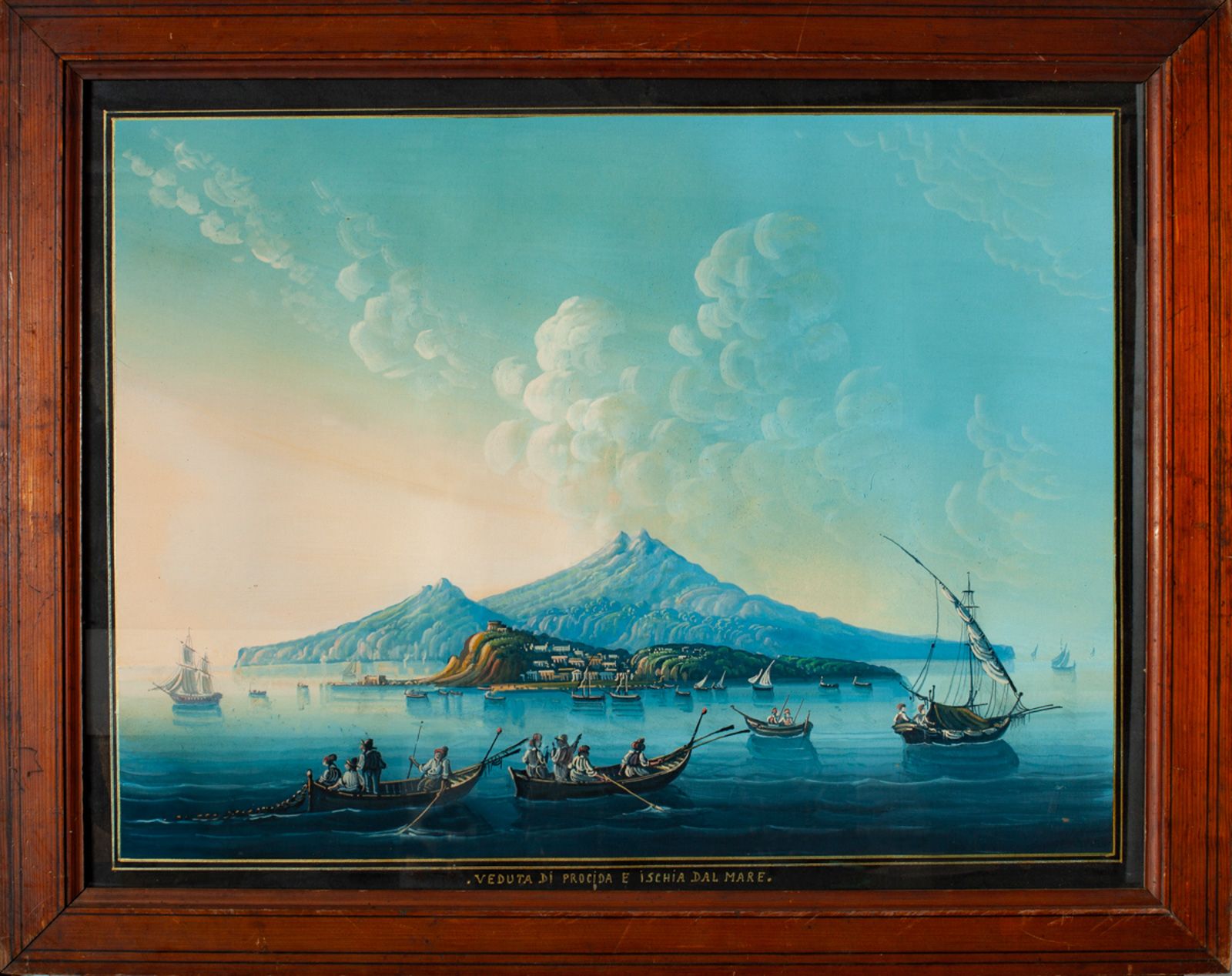 Null 普罗奇达和伊斯基亚的海洋之路

纸上水粉画，装在有黑色木片的木框里

49 x 64,5 cm 正在观看。
