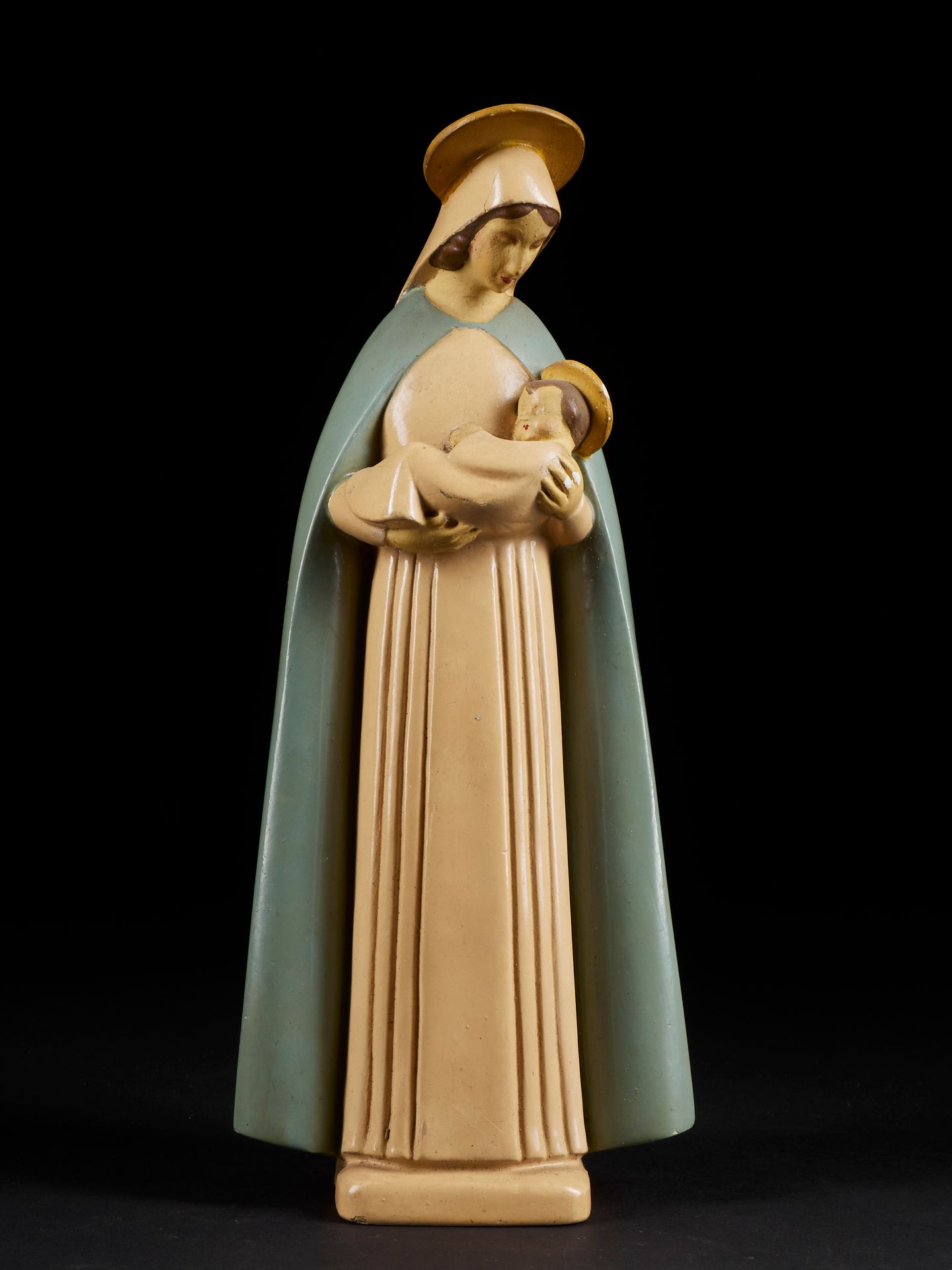 Null Bella estatua religiosa de época de Marie y el niño en cerámica. Dévotionne&hellip;