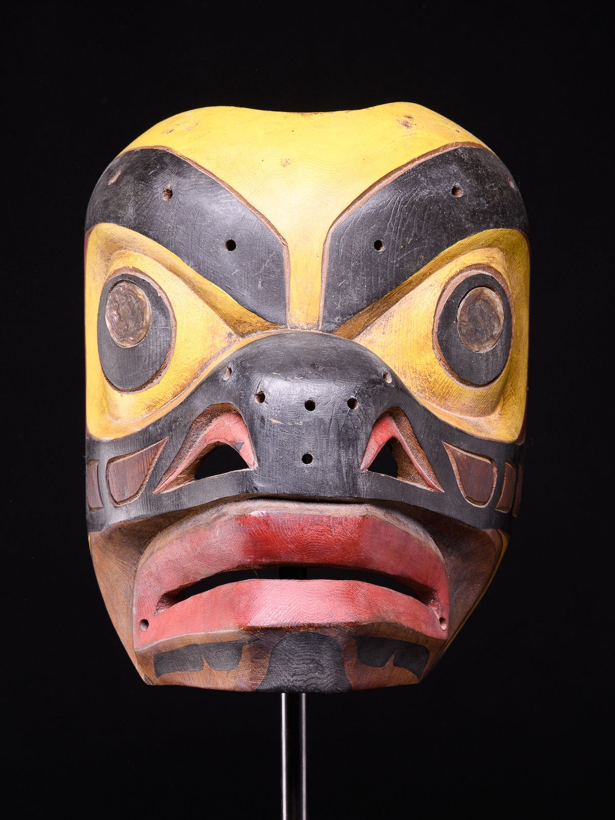 Peuple hopi Masque du Nord-Ouest, bois, pigment - Amérindien - 27x21