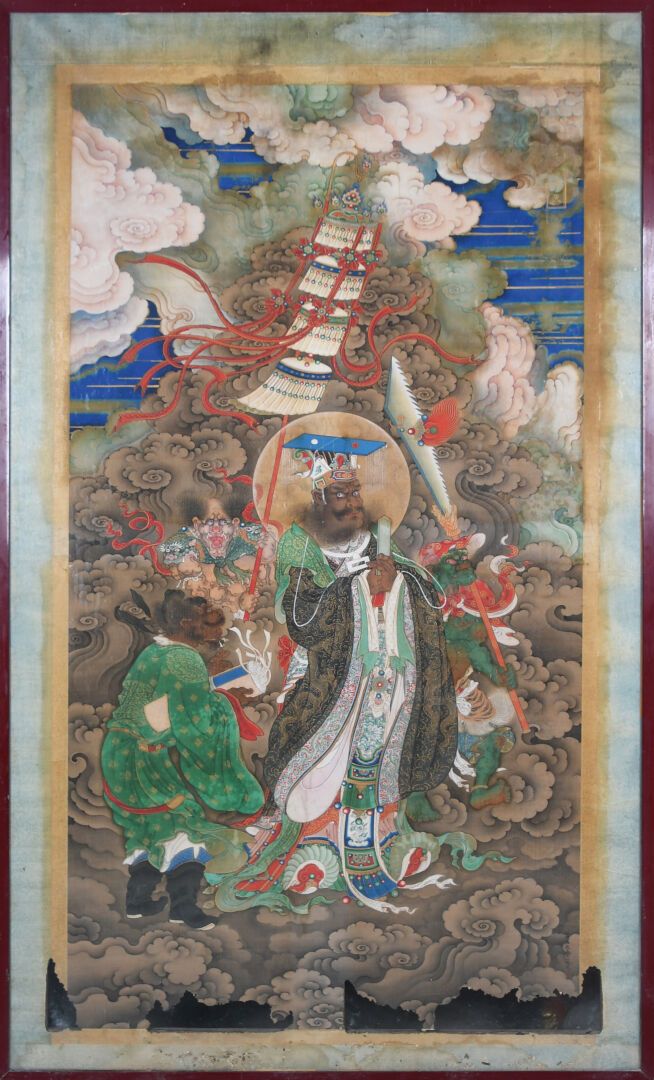Null CHINA - 18. Jahrhundert
Bedeutende polychrome Tinte auf Seide, der König de&hellip;