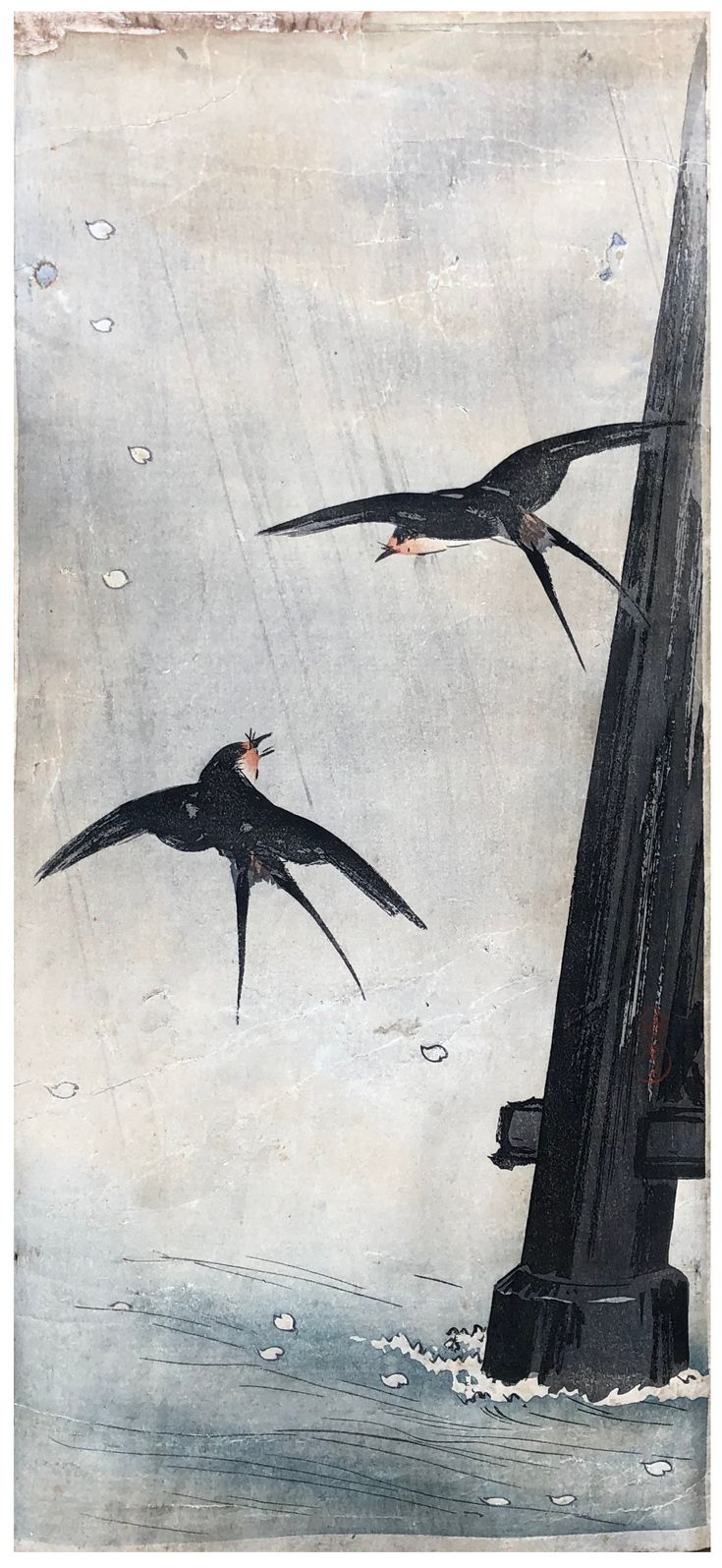 Japanese Woodblock Print by Takahashi Shotei Two Swallows Pre Earthquake 
Dos, p&hellip;
