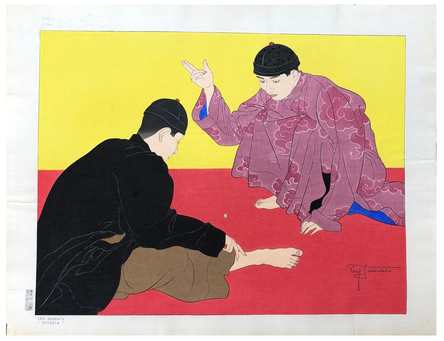 Japanese Woodblock Print by Paul Jacoulet Les Joueurs Chinois 
Léger tonus, plia&hellip;