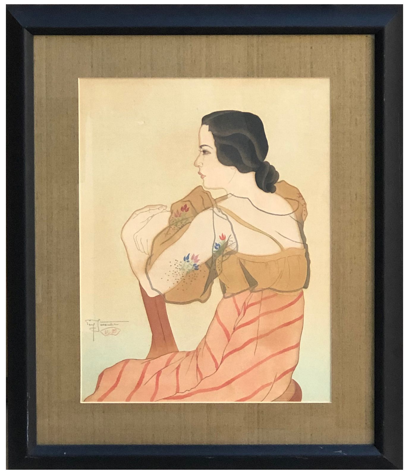Japanese Woodblock Print by Paul Jacoulet Rita Saban Diaz 
Encadré. Rayure visib&hellip;