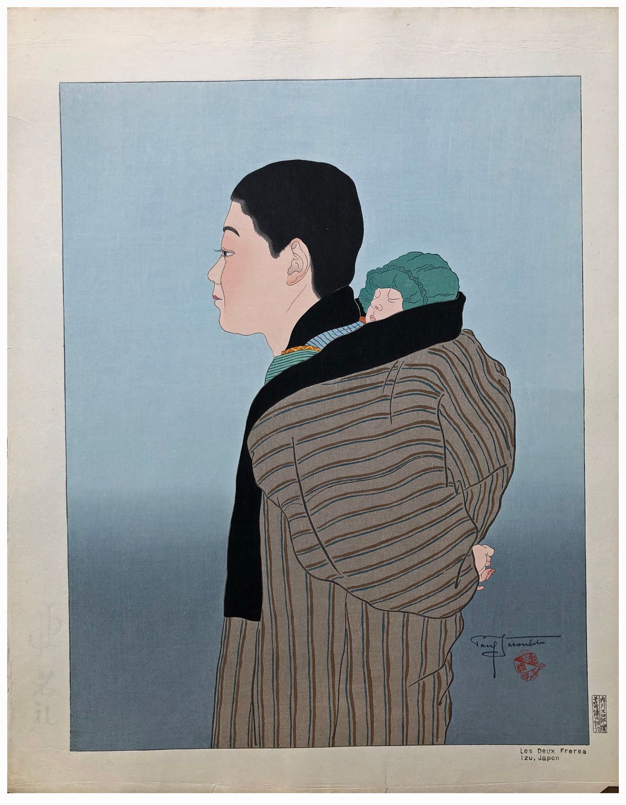Japanese Woodblock Print by Paul Jacoulet Les Deux Freres 
Légers plis, sinon tr&hellip;