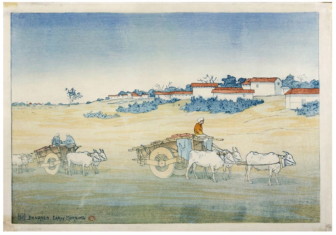 Japanese Woodblock Print Charles Bartlett 
左下角有小的修补，但不影响印刷品，还有之前安装的残留物（胶带上的胶水） 尺&hellip;