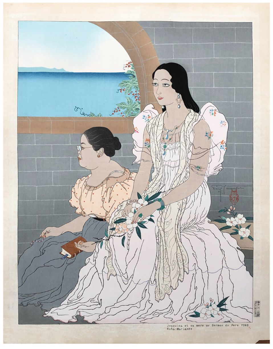 Japanese Woodblock Print Paul Jacoulet 
非常轻微的褪色，不易察觉的色调 限量版。手工签名，编号为190，共350个尺寸。&hellip;