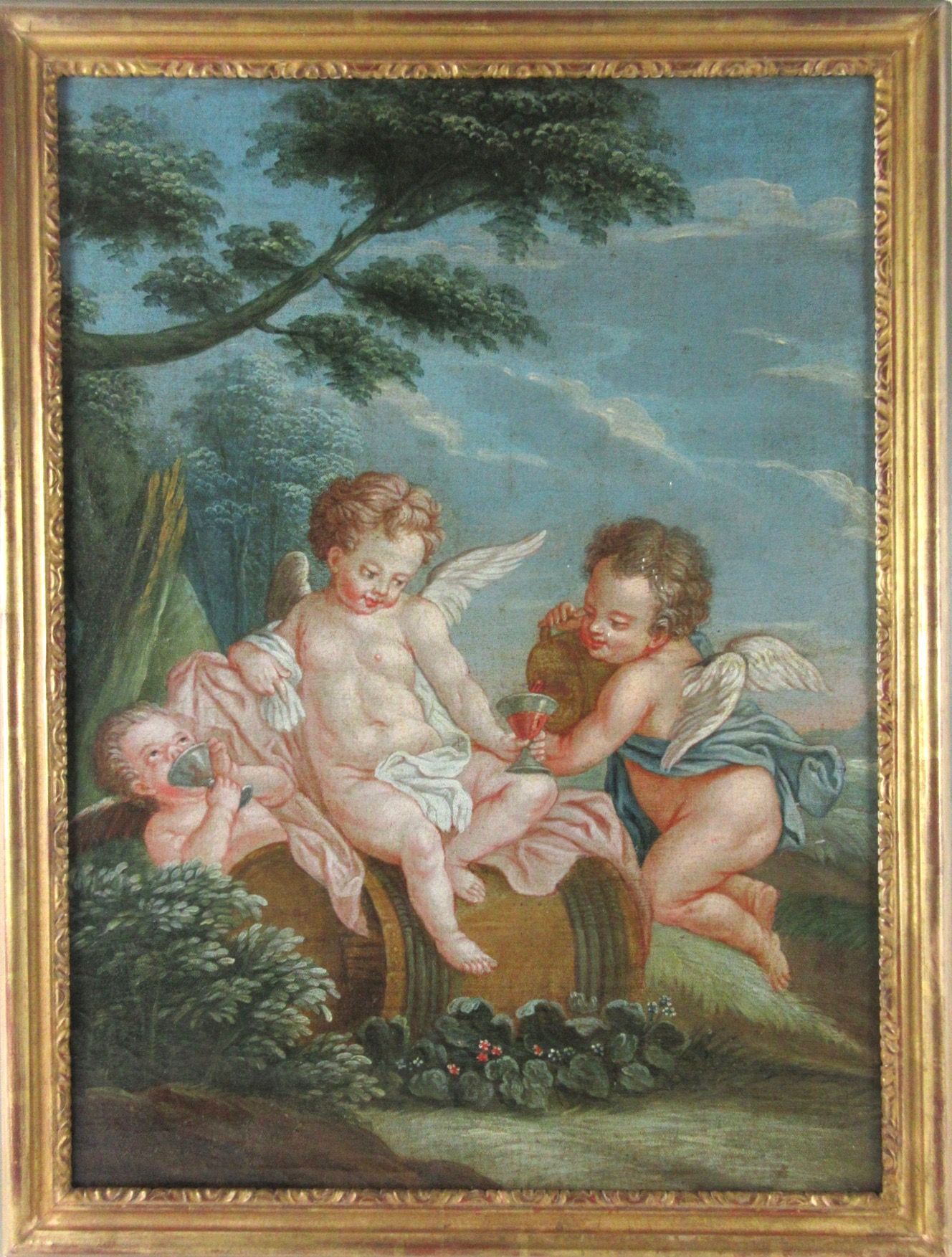 Null 18世纪法国画派，François BOUCHER的追随者。布面油画，"Putti"，69 x 51.5厘米，状态：非常好