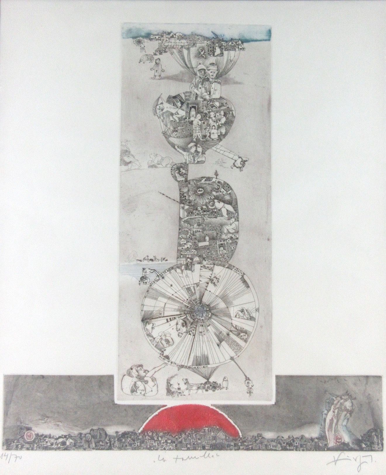 Null Virgil NEVJESTIC (1935-2009) Gravure, "La Famille", signée en bas à droite,&hellip;