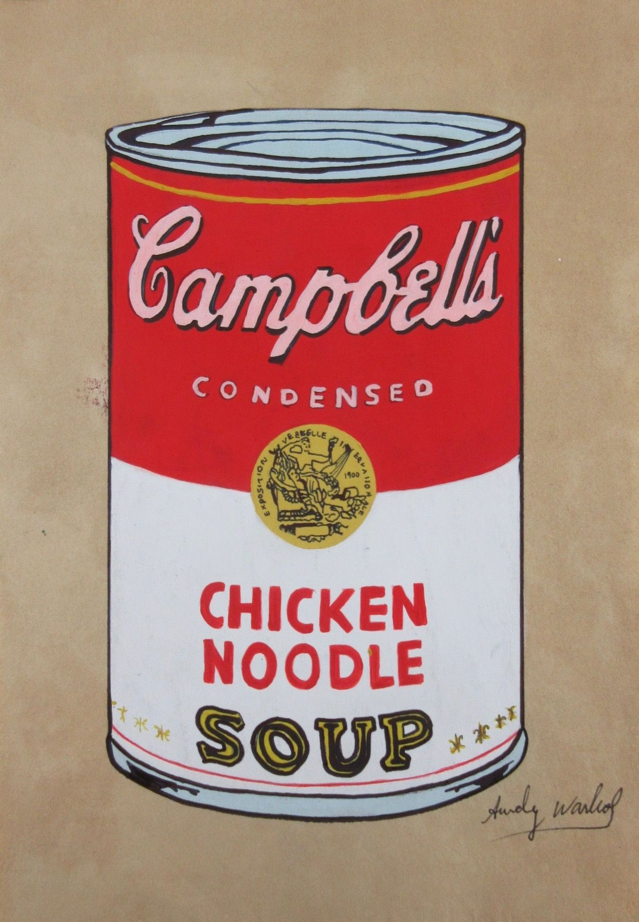 Null Andy WARHOL (1928-1987) Gouache sur papier, "Campbell's Soup", signée en ba&hellip;