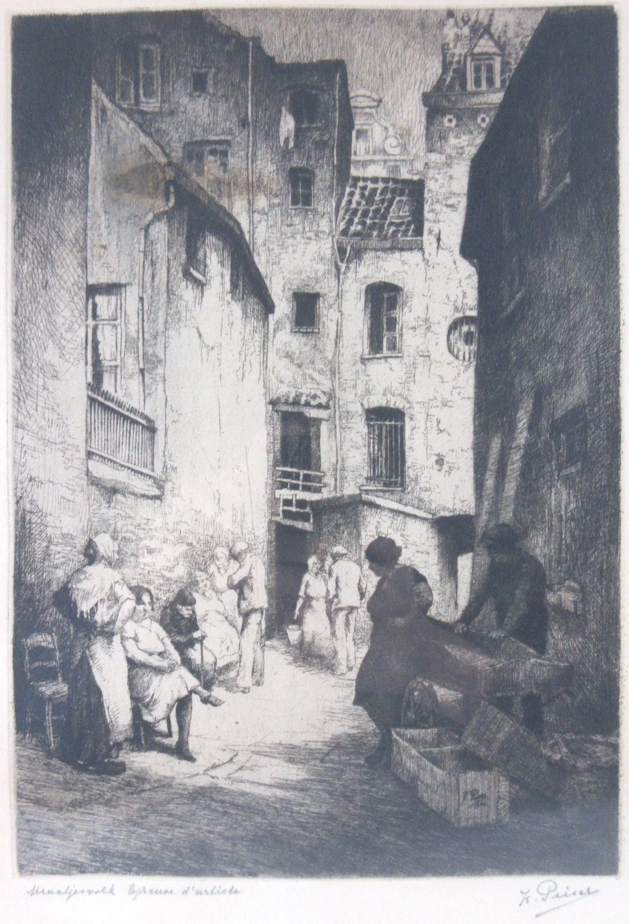 Null Kurt PEISER (1887-1962) Gravure, "Les Gens de la Rue", signée en bas à droi&hellip;