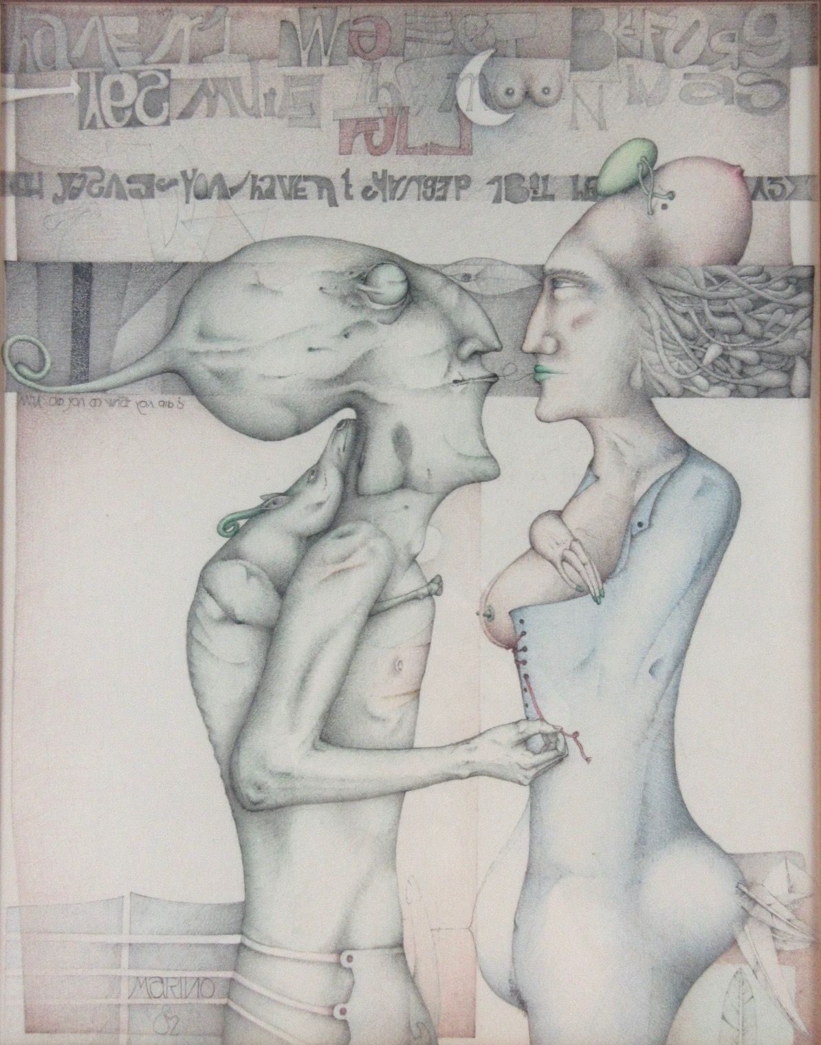 Null Marino WEGHER (1952) Dessin, titré en haut dans le dessin, signé Marino et &hellip;