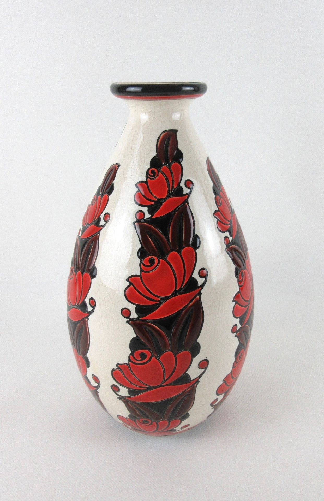 Null BOCH KERAMIS, Charles CATTEAU period, Art Deco period. Earthenware vase wit&hellip;